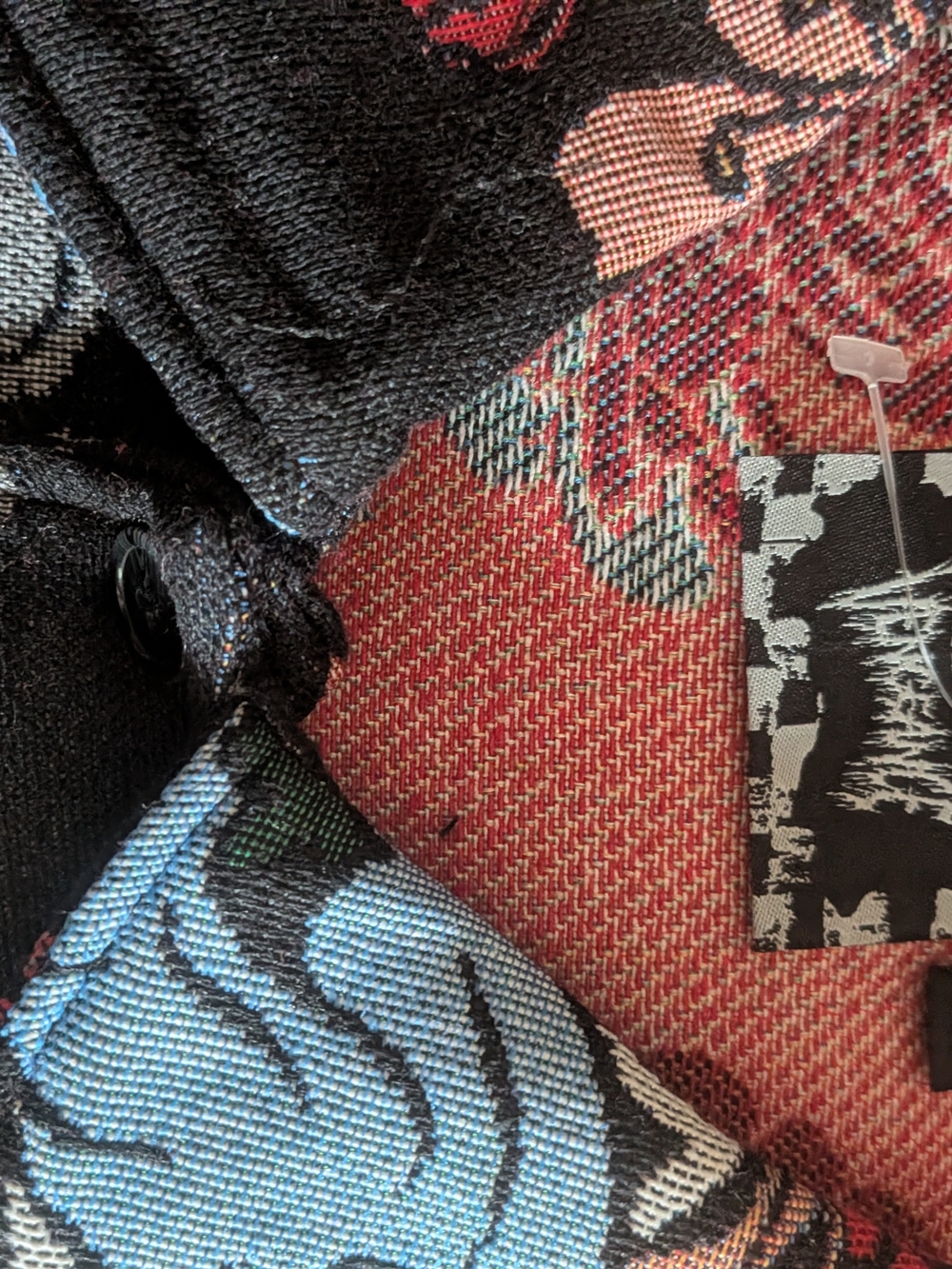 Rebel Vengeance Black Button-Up Shirt with Tiger, Koi & Floral Multicolor LARGE - Picture 4 of 7